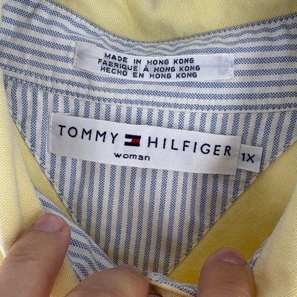 Tommy Hilfiger Yellow Cotton Button Down Shirt Women's Size 1X - Picture 3 of 6